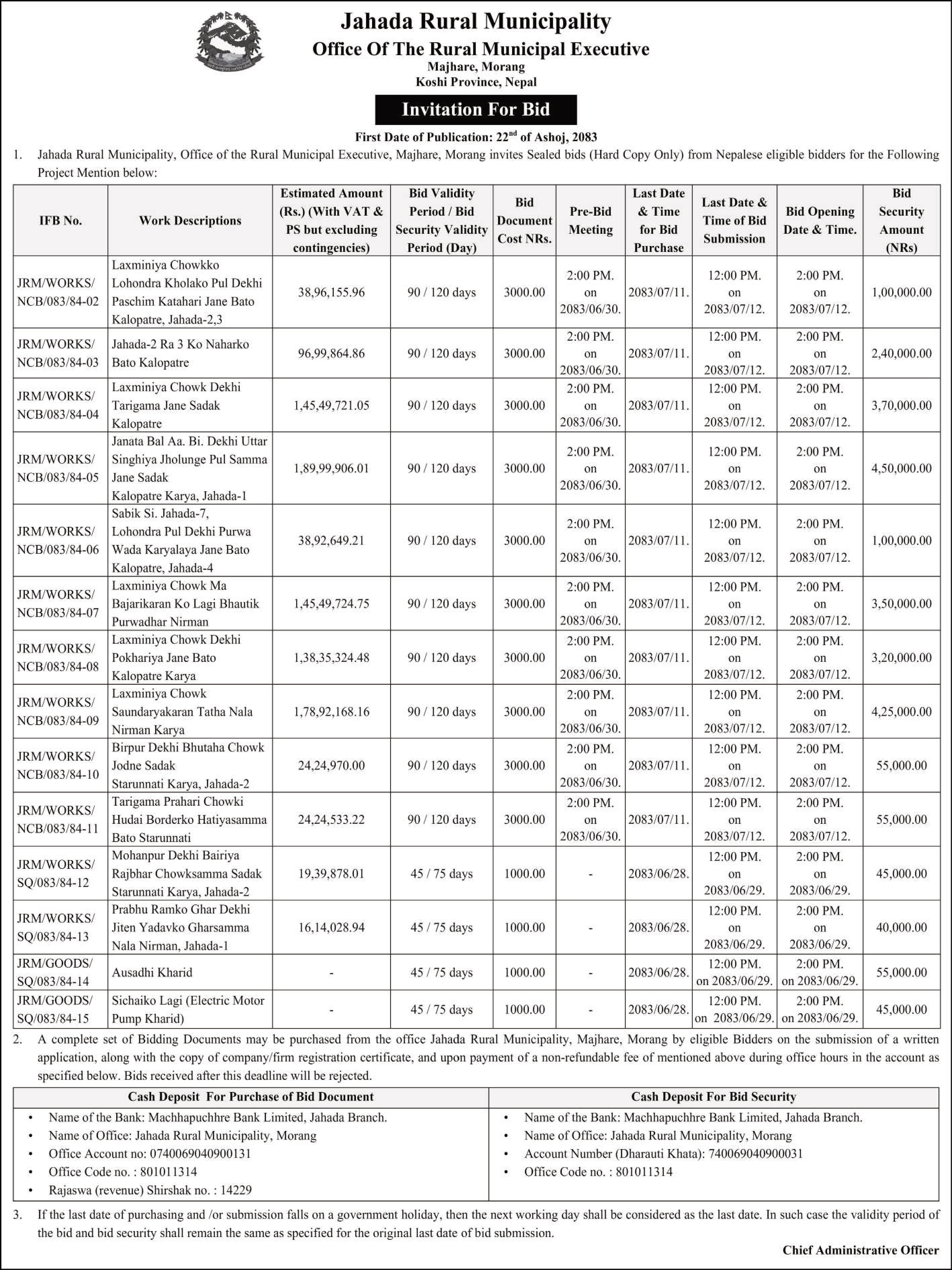 Tender notice as printed in Sourya Dainik, 8 Oct 2026, page 10