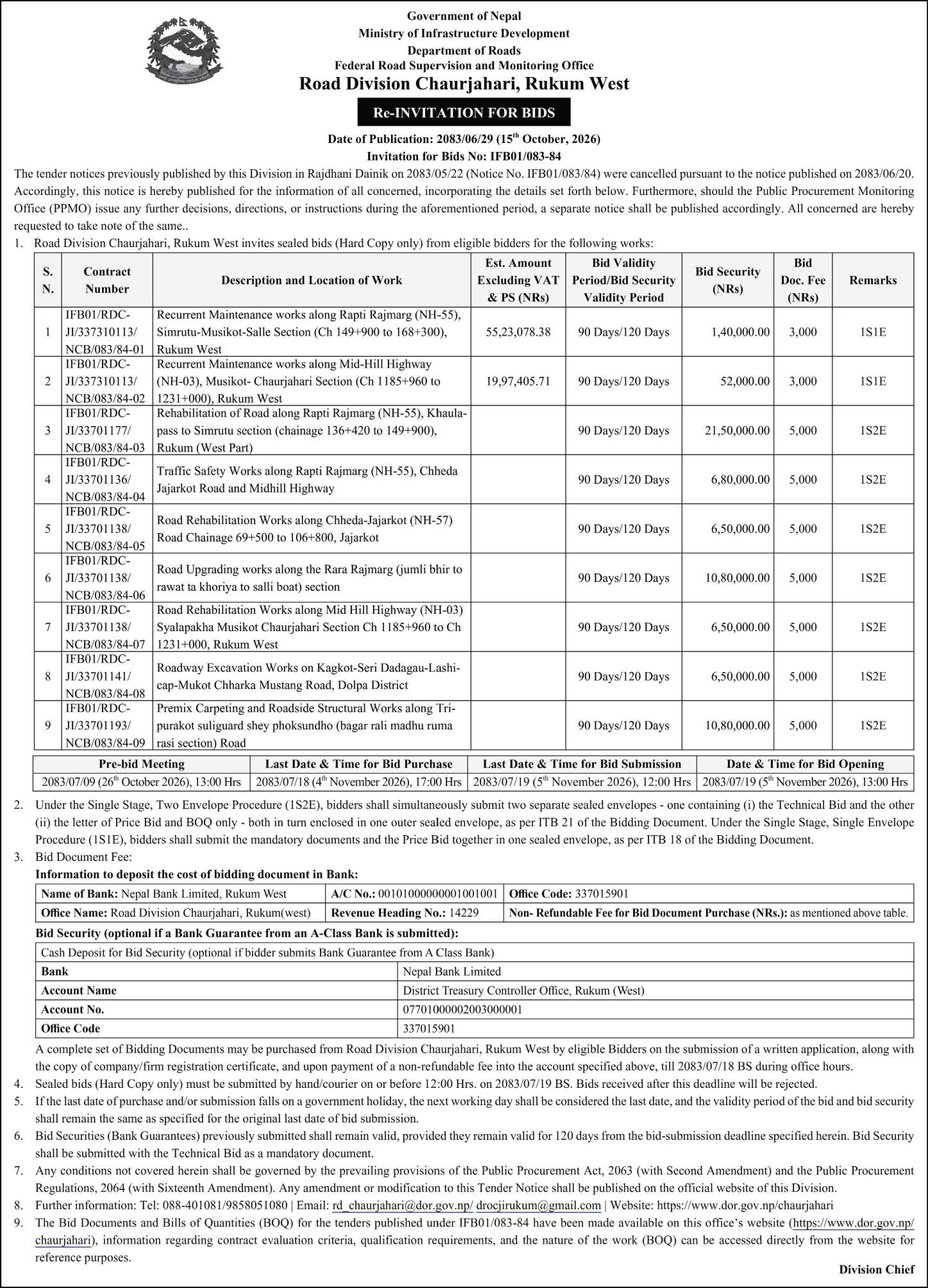 Tender notice as printed in Sourya Dainik, 15 Oct 2026, page 9