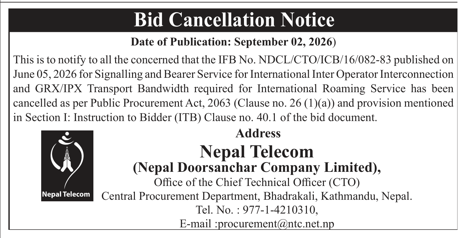 Tender notice as printed in Gorkhapatra, 2 Sep 2026, page 17