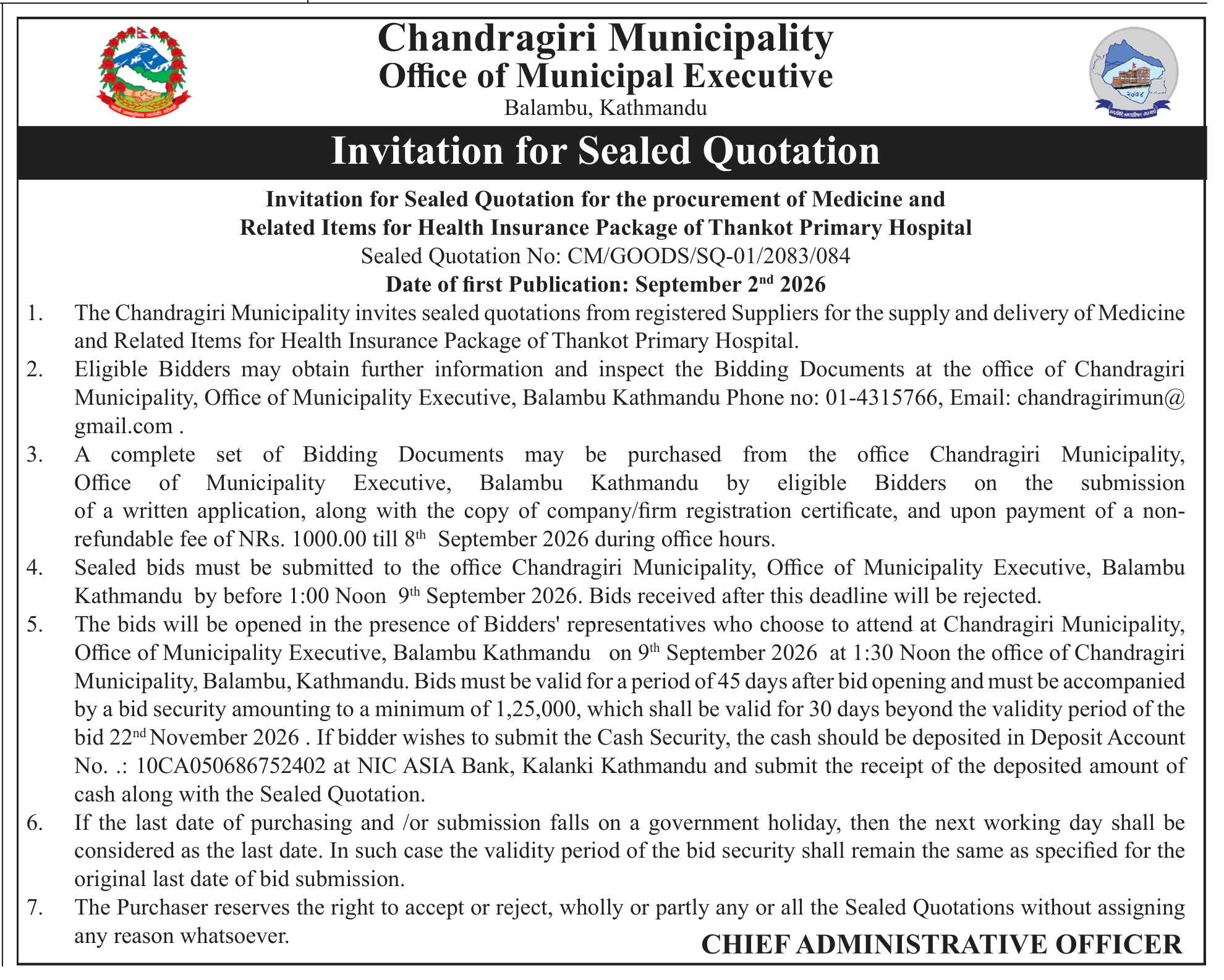 Tender notice as printed in Gorkhapatra, 2 Sep 2026, page 17