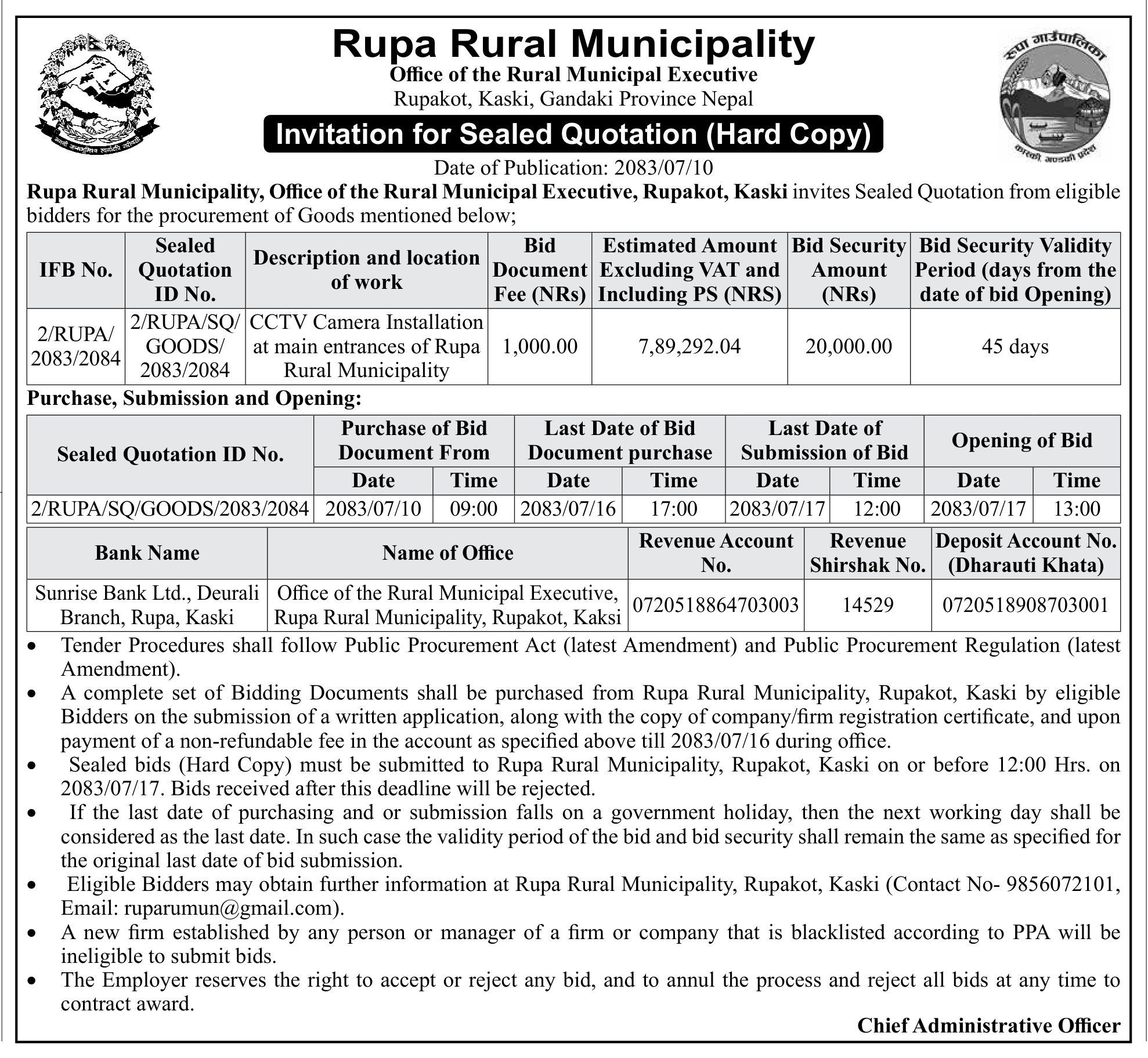 Tender notice as printed in Gorkhapatra, 27 Oct 2026, page 8